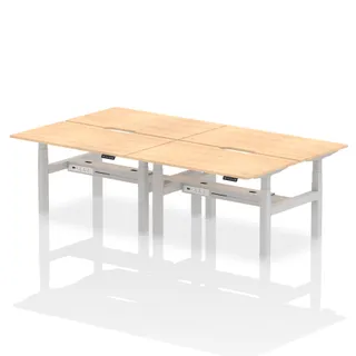 Air Back-to-Back Scalloped Edge Height Adjustable Bench Desk - 4 Person