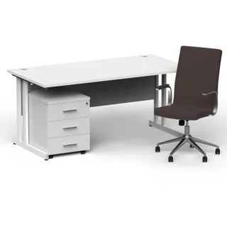 Impulse 1600mm Cantilever Straight Desk With Mobile Pedestal and Ezra Executive Chair