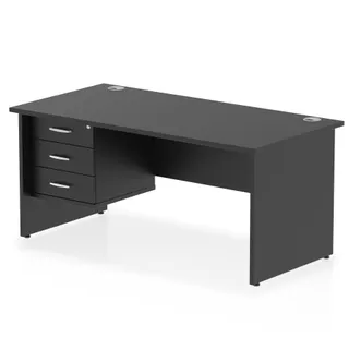 Impulse Panel End Straight Desk With Single Fixed Pedestal