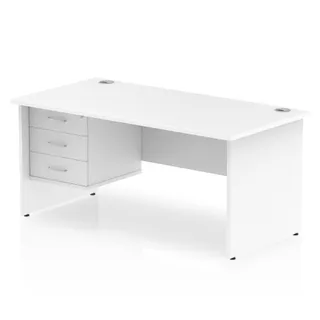EE - Impulse Panel End Straight Desk With Single Fixed Pedestal