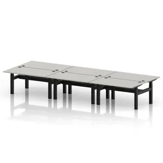 Air Back-to-Back Height Adjustable Bench Desk - 6 Person