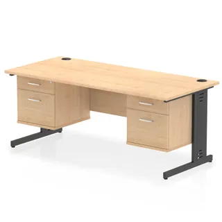 Impulse Cable Managed Straight Desk With Two Fixed Pedestal
