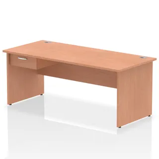 Impulse Panel End Straight Desk With Single One Drawer Fixed Pedestal