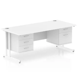 Impulse Cantilever Straight Desk With Two Fixed Pedestal