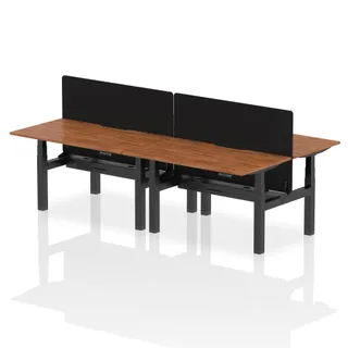 Air Back-to-Back Scalloped Edge Height Adjustable Bench Desk - 4 Person