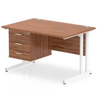 Impulse Cantilever Straight Desk With Single Fixed Pedestal
