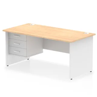 Impulse Panel End Straight Desk With Single Fixed Pedestal