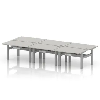 Air Back-to-Back Height Adjustable Bench Desk - 6 Person