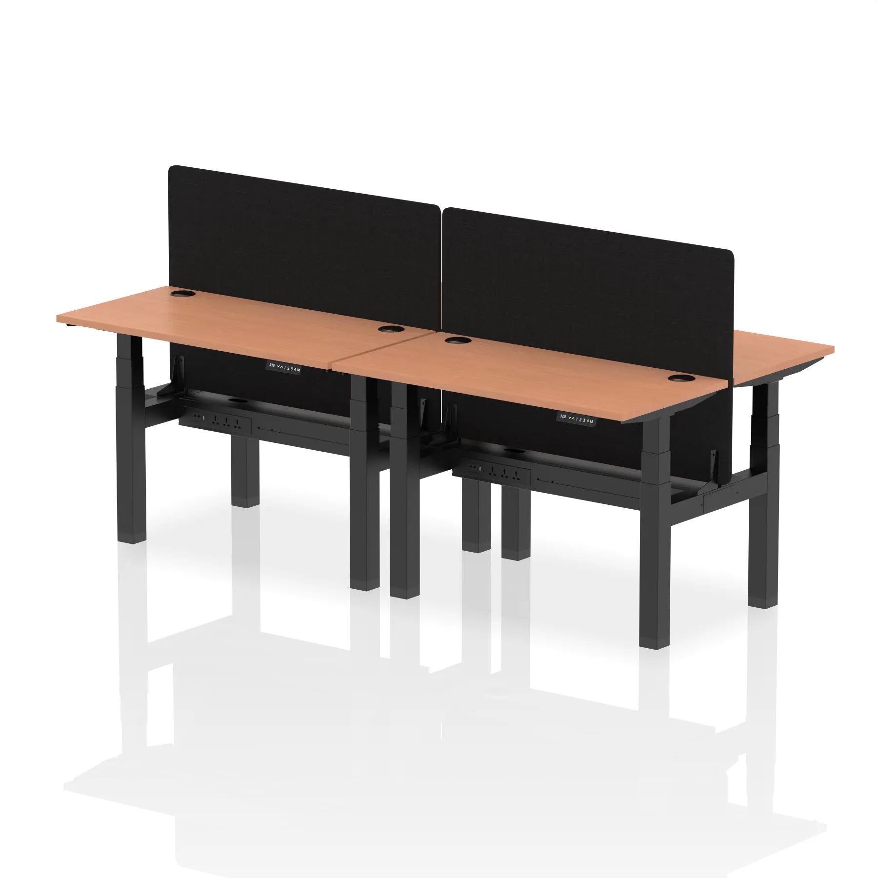 Air Back-to-Back Slimline Height Adjustable Bench Desk - 4 Person