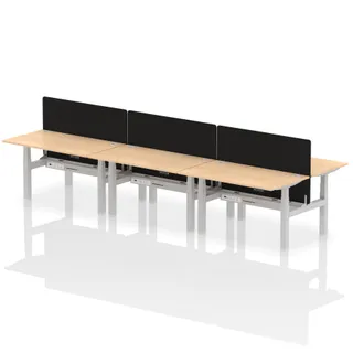 Air Back-to-Back Height Adjustable Bench Desk - 6 Person