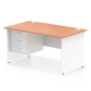 Impulse Panel End Straight Desk With Single Fixed Pedestal