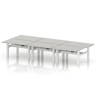 Air Back-to-Back Height Adjustable Bench Desk - 6 Person