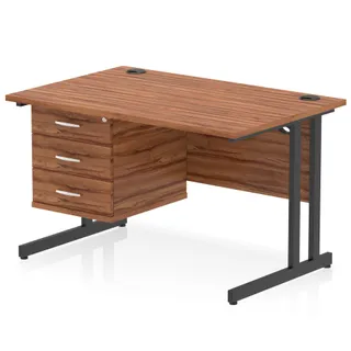 Impulse Cantilever Straight Desk With Single Fixed Pedestal