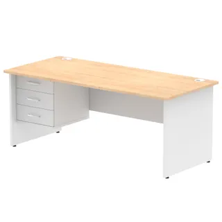 Impulse Panel End Straight Desk With Single Fixed Pedestal