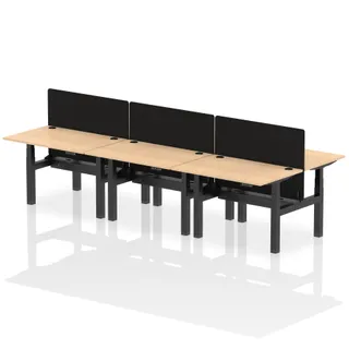 Air Back-to-Back Height Adjustable Bench Desk - 6 Person