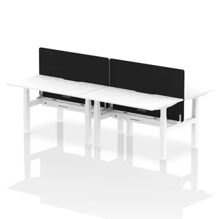 Air Back-to-Back Scalloped Edge Height Adjustable Bench Desk - 4 Person