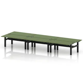 Air Back-to-Back Height Adjustable Bench Desk - 6 Person