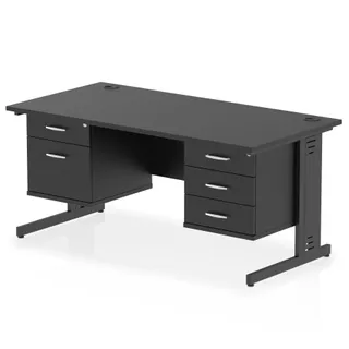 Impulse Cable Managed Straight Desk With Two Fixed Pedestal