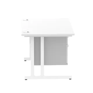 Impulse Cantilever Straight Desk With Single Fixed Pedestal