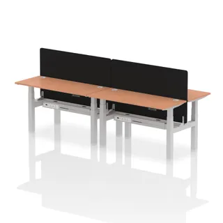 Air Back-to-Back Slimline Height Adjustable Bench Desk - 4 Person
