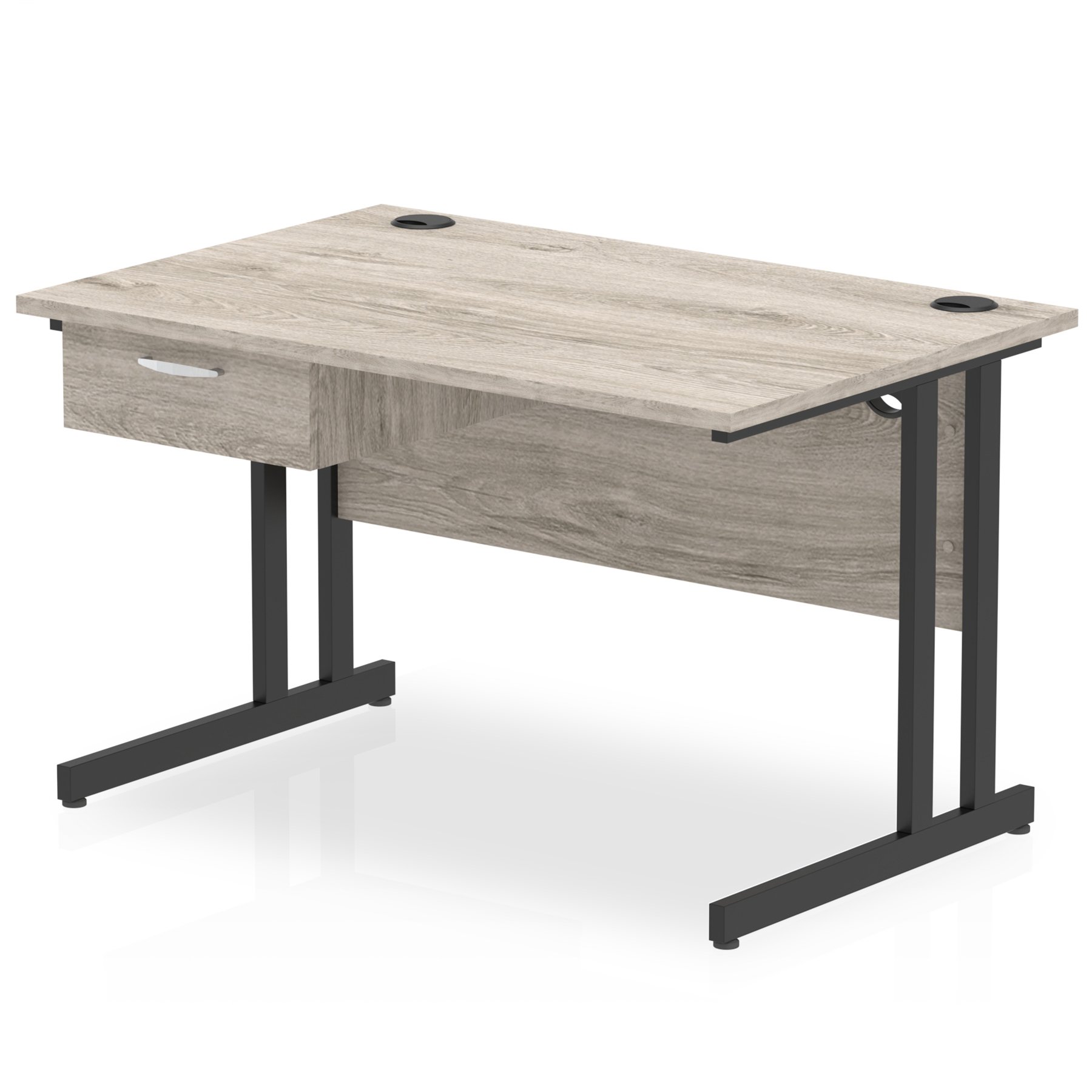 Impulse Cantilever Straight Desk With Single One Drawer Fixed Pedestal