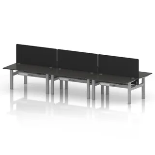 Air Back-to-Back Height Adjustable Bench Desk - 6 Person