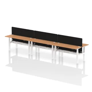 Air Back-to-Back Slimline Height Adjustable Bench Desk - 6 Person