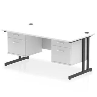 Impulse Cantilever Straight Desk With Two Fixed Pedestal