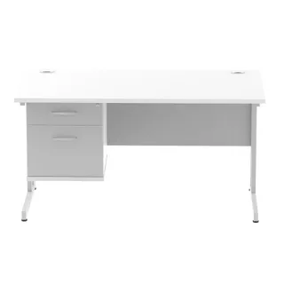 Impulse Cantilever Straight Desk With Single Fixed Pedestal