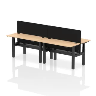 Air Back-to-Back Slimline Height Adjustable Bench Desk - 4 Person