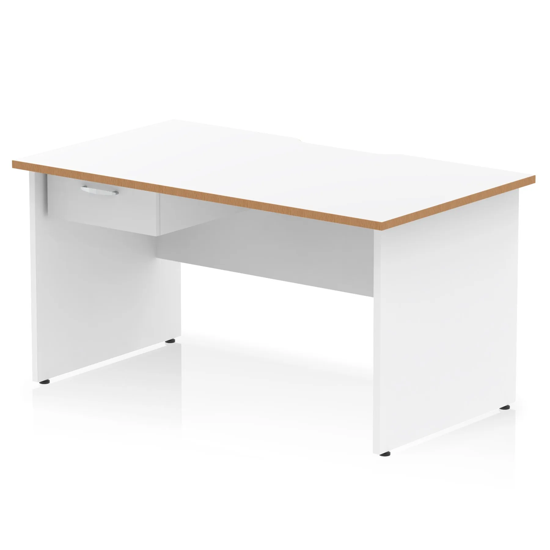 Impulse Scalloped Edge Panel End Straight Desk With Single One Drawer Fixed Pedestal