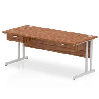Impulse Cantilever Straight Desk With Two One Drawer Fixed Pedestals