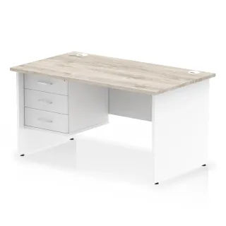 Impulse Panel End Straight Desk With Single Fixed Pedestal