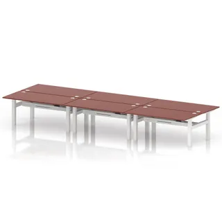 Air Back-to-Back Height Adjustable Bench Desk - 6 Person