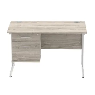 Impulse Cantilever Straight Desk With Single Fixed Pedestal
