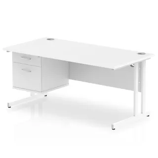 Impulse Cantilever Straight Desk With Single Fixed Pedestal