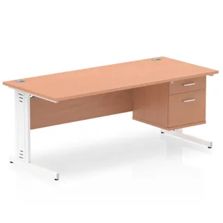 Impulse Cable Managed Straight Desk With Single Fixed Pedestal
