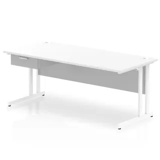 Impulse Cantilever Straight Desk With Single One Drawer Fixed Pedestal