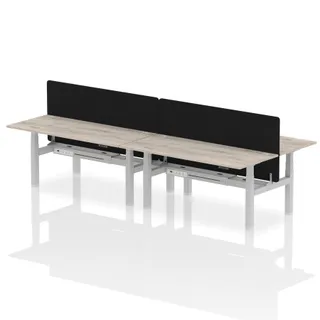 Air Back-to-Back Height Adjustable Bench Desk - 4 Person