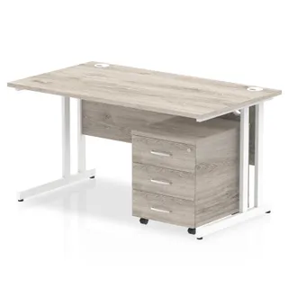 Impulse Cantilever Straight Desk With Mobile Pedestal