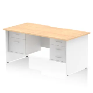Impulse Scalloped Edge 1600mm Panel End Straight Desk With Two Fixed Pedestal