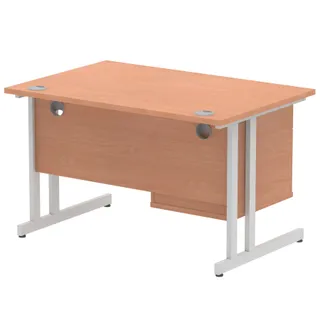 Impulse Cantilever Straight Desk With Single Fixed Pedestal