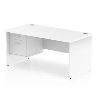 EE - Impulse Panel End Straight Desk With Single Fixed Pedestal