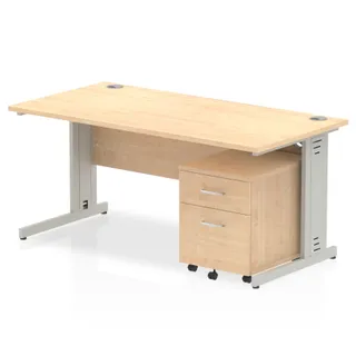 Impulse Cable Managed Straight Desk With Mobile Pedestal