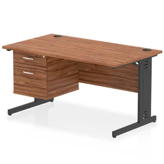 Impulse Cable Managed Straight Desk With Single Fixed Pedestal