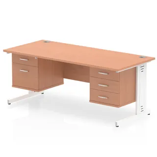 Impulse Cable Managed Straight Desk With Two Fixed Pedestal