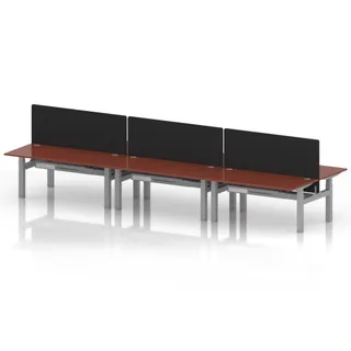 Air Back-to-Back Height Adjustable Bench Desk - 6 Person