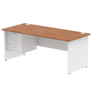 Impulse Panel End Straight Desk With Single Fixed Pedestal
