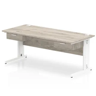 Impulse Cable Managed Straight Desk With Two One Drawer Fixed Pedestals