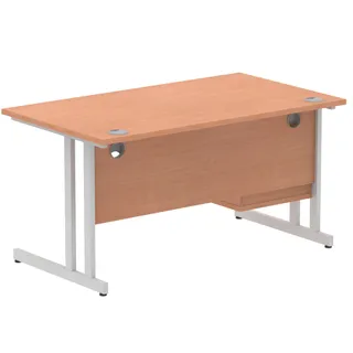 Impulse Cantilever Straight Desk With Single Fixed Pedestal